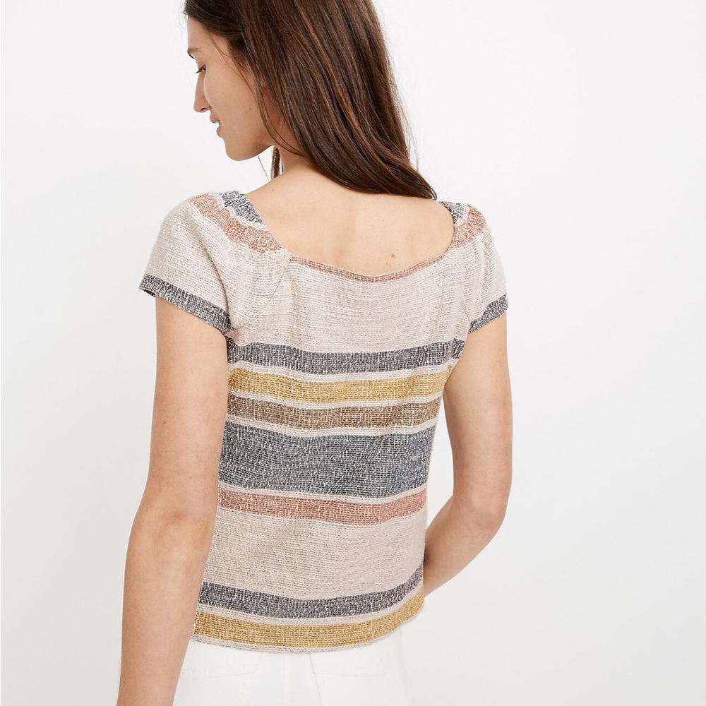 Nwt Texture & Thread Button-Front Top In Stripe - image 2